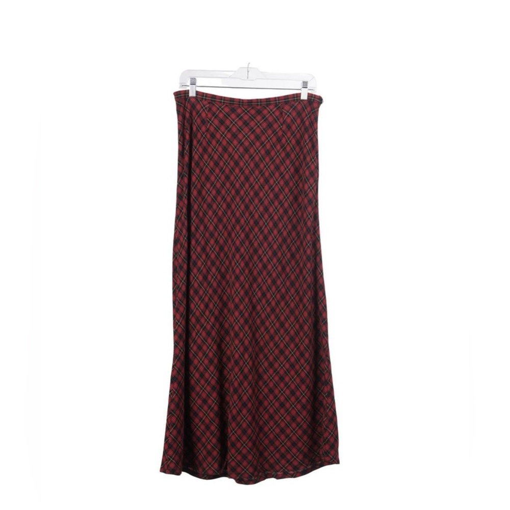 GAP Vintage 90s Y2K Women Skirt 14 Red Tartan Plaid A-Line Maxi Holiday Italy